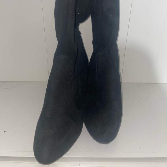 Thigh high boots knee high boots Black heel boots chunky boots - Picture 3 of 9